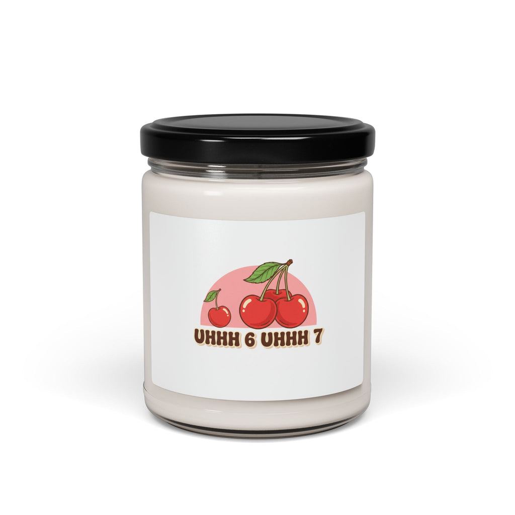 6 7 Retro Cherry Graphic Candle | Scented Soy 9oz, kawaii fruit motif