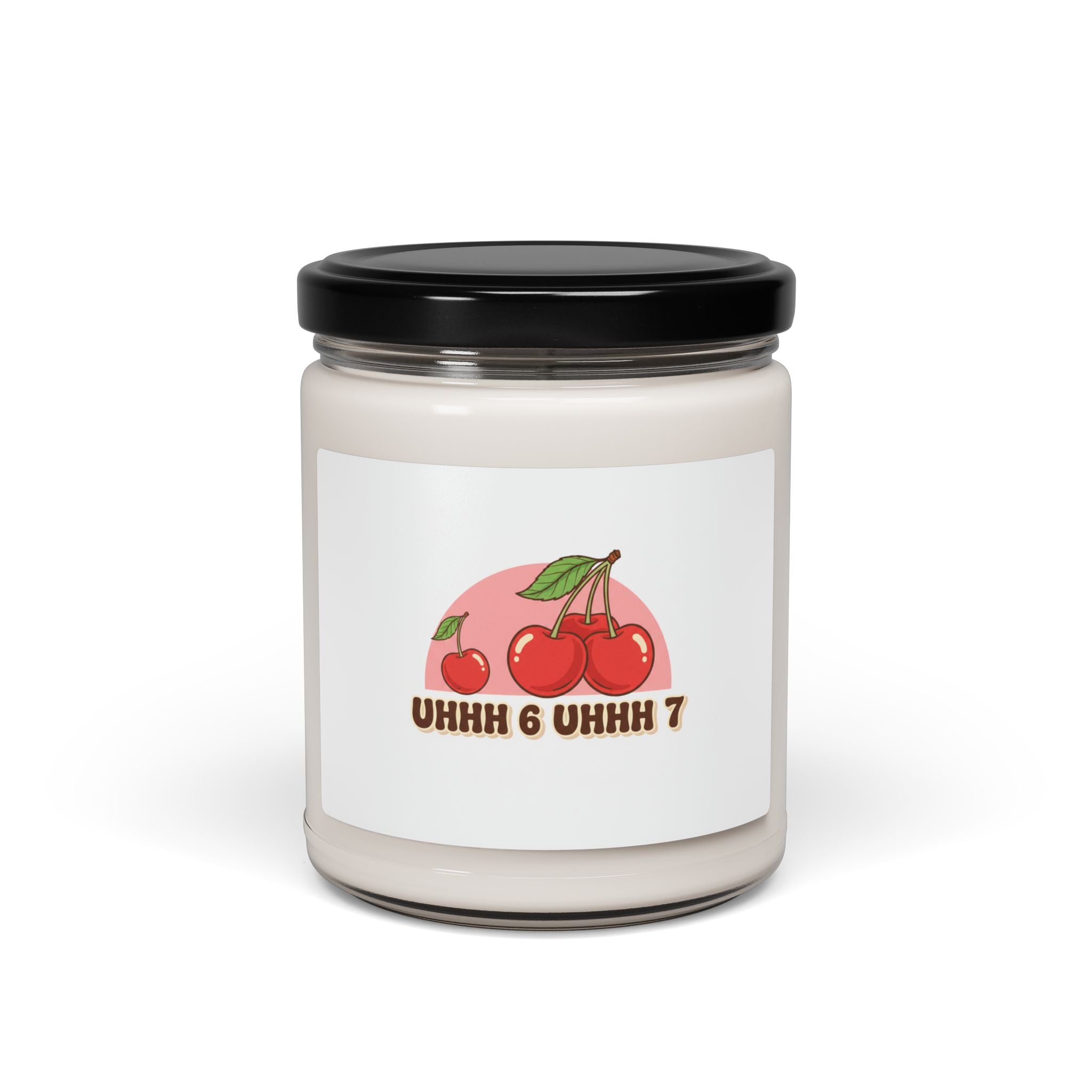 6 7 Retro Cherry Graphic Candle | Scented Soy 9oz, kawaii fruit motif